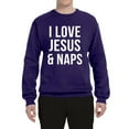 thumbnail image 2 of Wild Bobby, I Love Jesus & Naps Inspirational/Christian Unisex Crewneck Graphic Sweatshirt, Purple, XX-Large, 2 of 6
