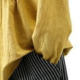 thumbnail image 4 of CHOK Chemisier Froncé en Coton et Lin pour Femmes Grande Taille, Tunique Ample Unie, 4 of 4