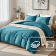 thumbnail image 3 of Exclusivo Mezcla Twin Bedding Duvet Cover Set, 2 Pieces Lightweight Comforter Cover with Pillow Sham (Light Green and Teal), 3 of 8