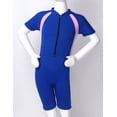 thumbnail image 4 of Haitryli Kids Boys Girls One Piece Swimsuit Short Sleeve Rash Guard Swimwear Shorty Wetsuit Blue 16, 4 of 7