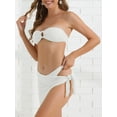 thumbnail image 2 of DARING DIVA Women's Ribbed O Ring Bandeau Bikini Sets X-Small White, 2 of 6