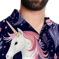 thumbnail image 5 of Starry Unicorn Men's Spread Collar Poplin Beach Shirts - Casual Printed Button Down Short Sleeve Summer Tops for Unisex, 5 of 6