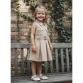 thumbnail image 6 of BemeyourBBs Toddler Baby Girl Safari Dress Kids Little Baby Girls Safari Outfit Lapel Sleeveless Front Pockets Button Down Pleated Dress with Belt Spring Summer Fall Clothes, 6 of 9
