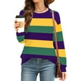 thumbnail image 3 of MOUSYA Womens Mardi Gras Shirt Stripes Fat Tuesday Tee Shirt New Orleans Carnival Party Long Sleeve Shirts Top, 3 of 8