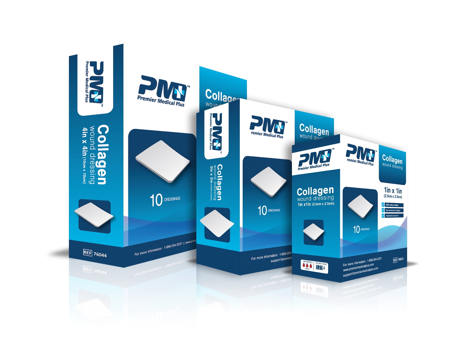Premier Medical Collagen Wound Dressing 4 in x 4 in (10 Dressings)