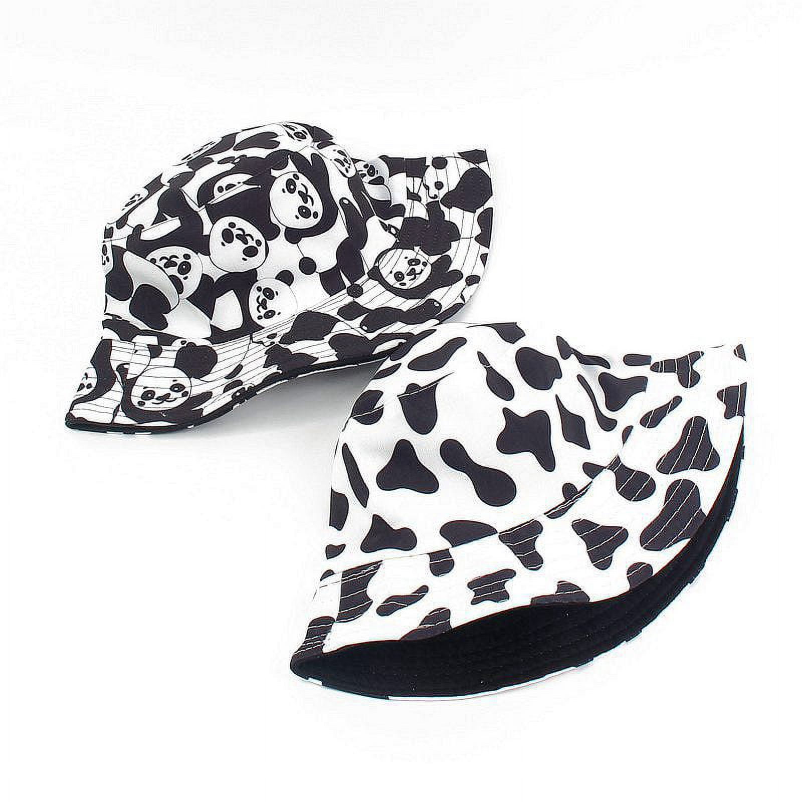 Chapeau Seau Avec Motif Vache Et Oreilles - Style Rétro Années 90, Réversible, Pour Déguisement, Festival, Quotidien - 12
