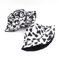 thumbnail image 4 of Nuevo sombrero con forma de cubo con estampado de vaca para mujer, sombrero para el sol de doble cara para exteriores, Gorras de pescador reversibles de verano para hombre, Gorras blancas y negras, 4 of 5