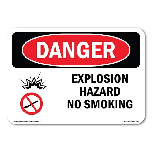 OSHA Danger Sign - Explosion Hazard No Smoking |  Aluminum Sign | Protect Your Business, Construction Site, Warehouse & Shop Area |  Made in The USA