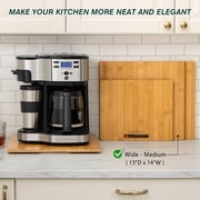 ANBOXIT Bamboo Appliance Slider, Sliding Tray for Coffee Maker, Kitchen Countertop Appliance Rolling Tray, Coffee Pot Slider Tray with Rubber Wheels, Wide - Medium (13D x 14W)