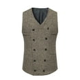 thumbnail image 2 of Sleeveless Shirts For Men Qiggri Men Fashion Retro Have Pockets Double-Breasted V-Neck Vest Tops Blouse Suit Vest For Men, 2 of 9
