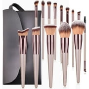10 Pcs Make Up Brush Premium Synthetic Makeup Brushes Set Professional Face Powder Eye Makeup Brushes Blending Makeup Brush Set with Makeup Bag Graduation Gift (Champagne) (10set+1)