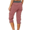thumbnail image 4 of Bovemsi Casual Pants for Women Summer Multi Pocket Trousers Outdoor Sports Cropped Overalls Thin Loose Cargo Shorts for Travel, 4 of 7