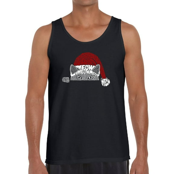 Christmas Peeking Cat - Men's Word Art Tank Top