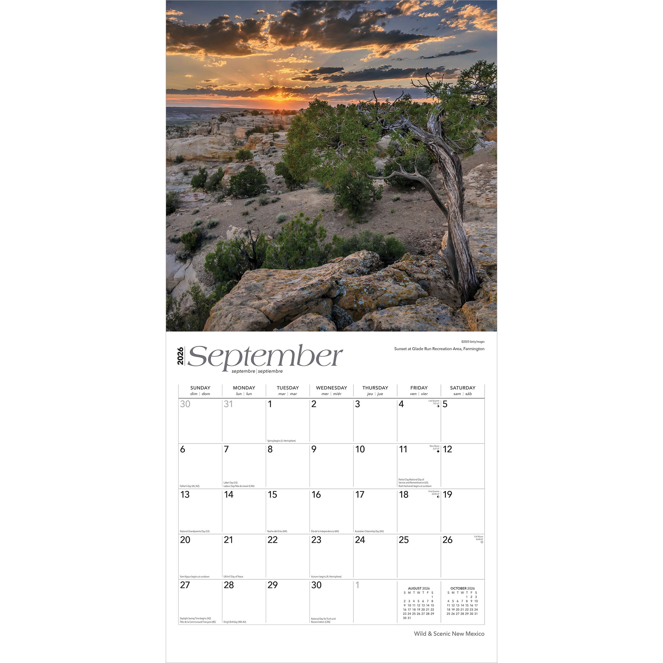 New Mexico Wild & Scenic | 2026 12x24" (Hanging) Wall Calendar | Plastic-Free
