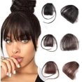 thumbnail image 1 of Glamza Clip In Fringe 'Big Bang' Clip en Flequillo Frontal Postizo para Mujer Disponible en Negro Marrón Oscuro o Marrón Claro Con o Sin Patillas (Marrón Claro (Sin Patillas)), 1 of 5