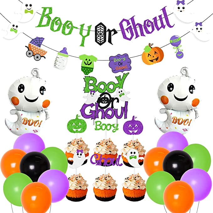 Boo-y Or Ghoul ghost gender reveal Boy or Girl Halloween Cake topper 
