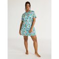 thumbnail image 2 of Joyspun Women's Short Sleeve Sleep Shirt with Pockets, Sizes S/M to 2X/3X, 2 of 5