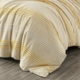 thumbnail image 4 of Chezmoi Collection 3-Piece Cotton Clip Jacquard Duvet Cover Set Queen, Boho Chic Textured Striped Comforter Cover with Button Closure, Pale Orange/White, 4 of 9
