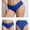 Blue, variant on Lunuaoe Women's Ribbed Seamless Bikini Briefs, Low Waist Cotton Crotch Underwear, Soft Threaded Solid Color Panties