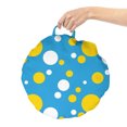 thumbnail image 2 of Retro Round Floor Cushion with Handle, Classic Print of Polka Dots in Various Sizes Energetic Summer Vibes, Decorative Pillow for Living Room & Dorms, 18" Round, Mustard White, by Ambesonne, 2 of 4
