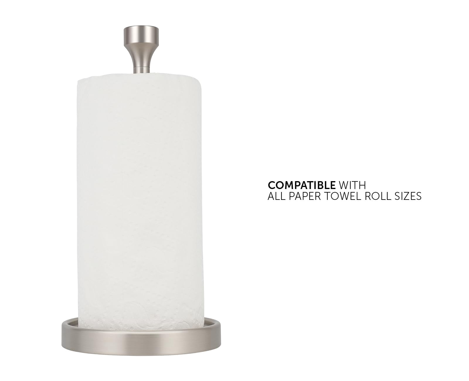 Countertop Paper Towel Holder - Modern Bell End Minimalist Design Color Brushed Nickel