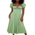 thumbnail image 1 of EIMELI Robe Boho Cottagecore pour Femmes à Manches Bouffantes Robe Vintage à Encolure Carrée Robe Fendue à Fleurs Flatteuse Maxi Longue Robes d'Été, 1 of 7