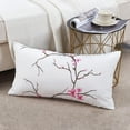 thumbnail image 3 of Home Soft Things Embroidery Canvas Throw Pillow Cover Pillow Case 2 Piece Set - Cherry Blossom - Pink - 14" x 26" LUMBAR, 3 of 7