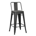 thumbnail image 2 of AC Pacific Modern Industrial Metal Barstool with Bucket Back and 4 Leg Design, 24" Seat Bar Stools (Set of 2), Black Matte Finish, 2 of 6