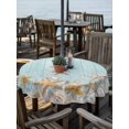 thumbnail image 2 of Outdoor Tablecloth with Umbrella Hole for Patio/Picnic/Party/Camping, Teal Starfish Coastal Waterproof Table Cloth Round Cover Washable, Summer Beach Shell Wooden (Dia 54"), 2 of 8