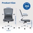 thumbnail image 3 of COOLHUT Office Chair, Ergonomic Office Chair, Comfort Home Office Task Chair, Lumbar Support Computer Chair with Flip-up Arms and Adjustable Height, 350LBS, Dark Gray, 3 of 11