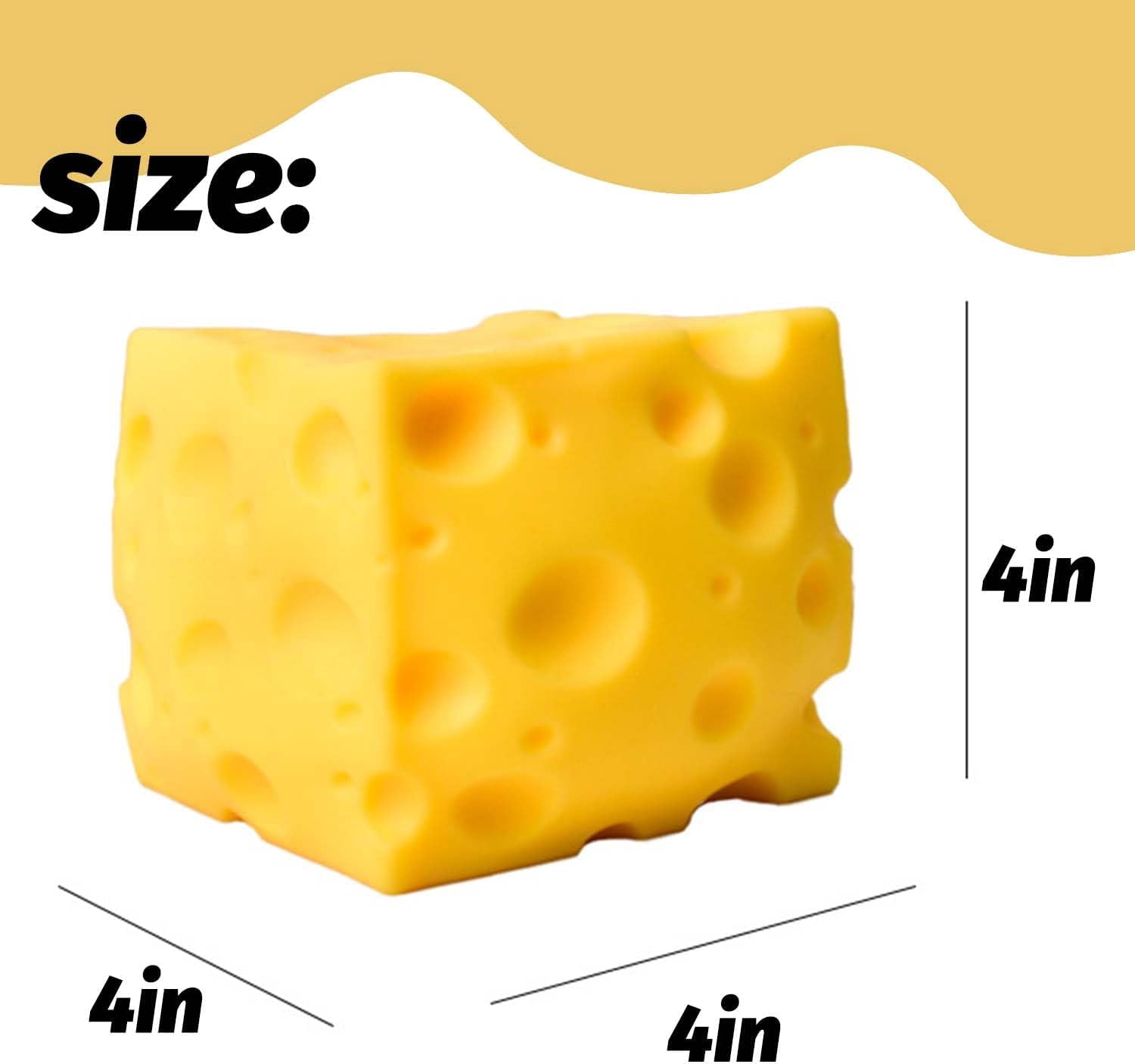 Huge Squish Cheese Cube Big, 3.93 in Extra Large Squeeze Cheese Stress Ball for Adults, Help for Relax Focus Stress Relief, Sensory Fidget Toys Favors Easter Basket Stuffers