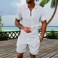 thumbnail image 2 of NAFUU Men's 2 Pieces Set Fashion Mens Summer Solid Color Casual Short Sleeved Shorts Shirt Sports Suit Stylish Sweatsuit Outfits, 2 of 4