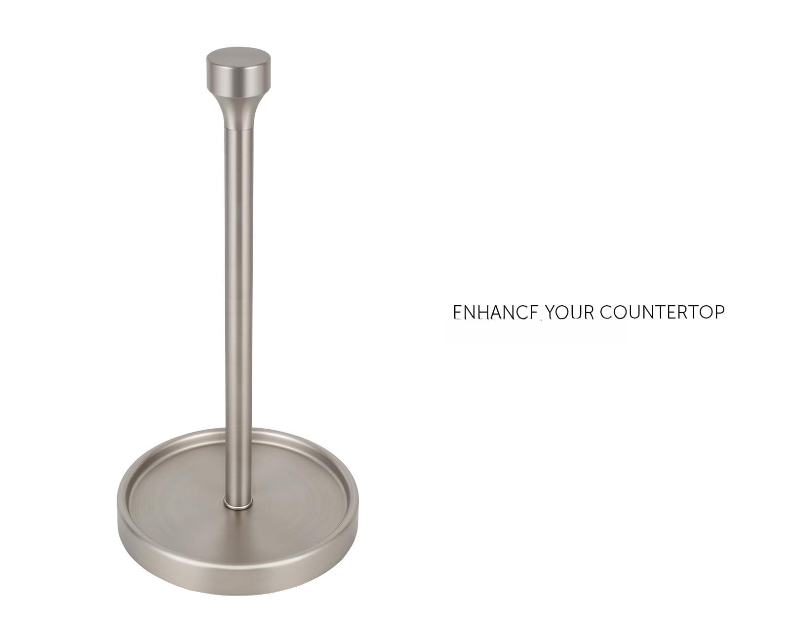 Countertop Paper Towel Holder - Modern Bell End Minimalist Design Color Brushed Nickel