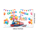 thumbnail image 3 of Colorful Design Happy Birthday Banner Train Theme Polyester Material for Children's Celebration Birthday Party Decoration, 3 of 8