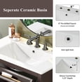thumbnail image 5 of 30" Bathroom Vanity with Ceramic Sink, Bathroom Cabinet with Adjustable Shelf & Tip-Out Tray, Solid Wood Legs, Brown, 5 of 18