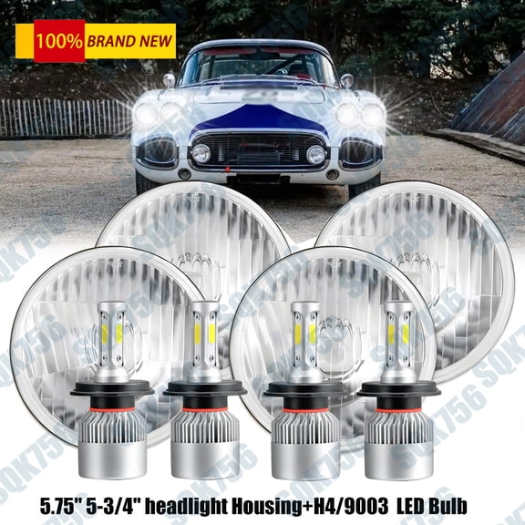 For Chevy Corvette 62-82 4x DOT 5.75" 5-3/4 Round LED Headlights Hi/Lo Beam