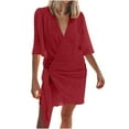 thumbnail image 2 of Weiqiqre Maxi Dresses for Seniors Summer Vacation Wrap Dress Loose Fit V Neck Casual Short Dresses, 2 of 9