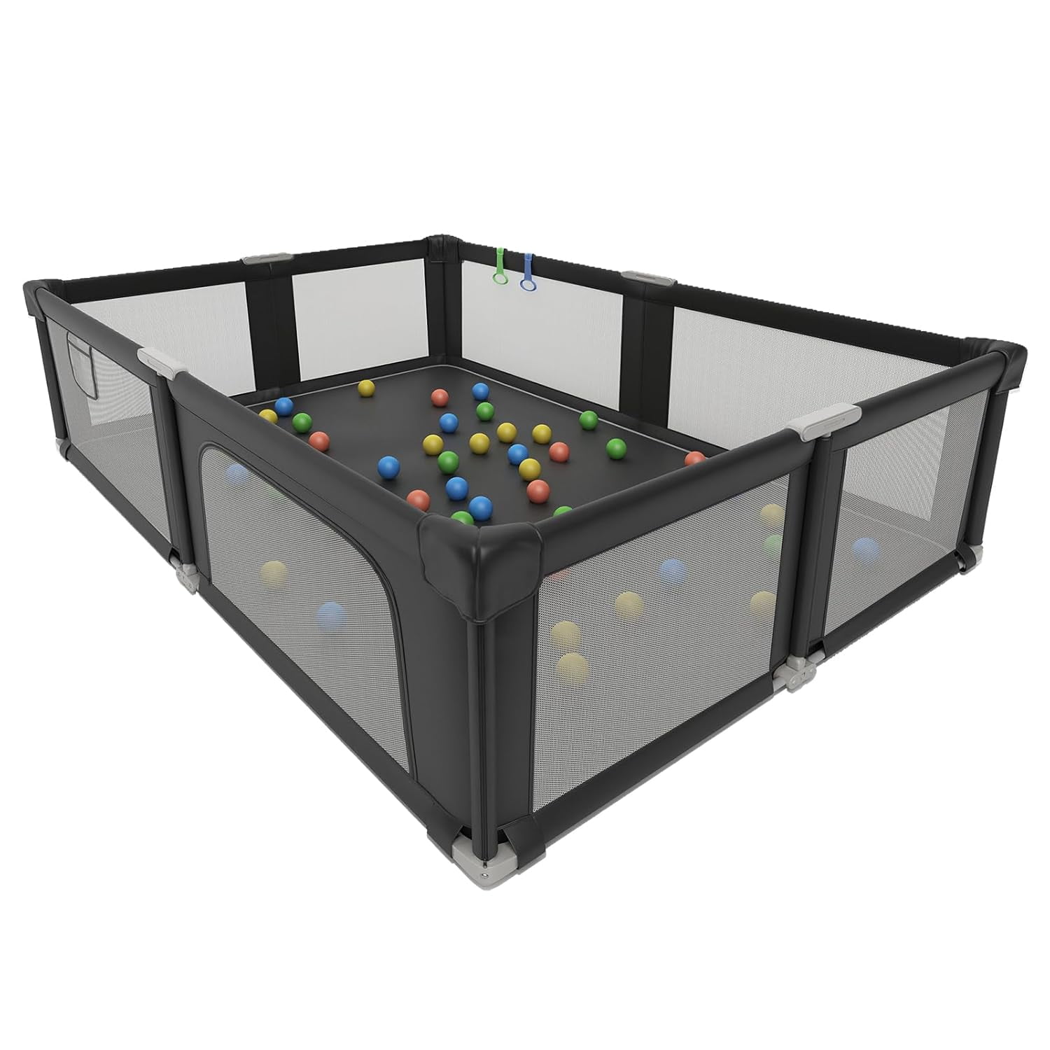 NEGYLIM 73" ×61" Large Baby Playpen, Baby Playard for Babies and Toddlers, Baby Fence Play Pens for Indoor & Outdoor, Sturdy Safety Play Yard with Soft Breathable Mesh and Carry Bag, Anti-Fall, Black