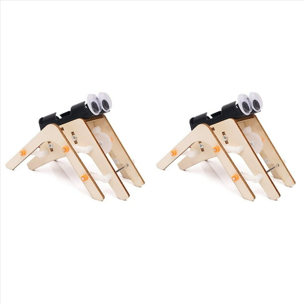 2X Robot Araña Biónico de Madera, Modelo de Ensamblaje DIY, Kit de Experimentos de Tecnología Científica