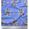 thumbnail image 1 of Soimoi Blue Rayon Fabric Bird & Floral Print Printed Fabric 1 Yard 58 Inch Wide, 1 of 3