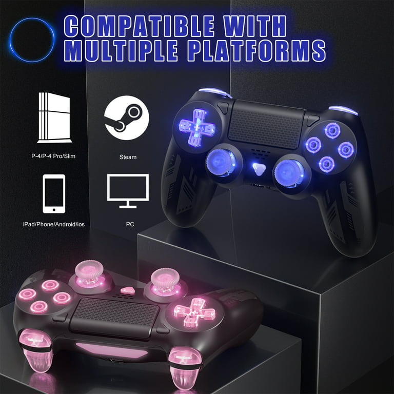 Stramme fascisme patois Upgraded Wireless Controller for PS4 with RGB LED Button Backlight, 6-Axis  Sensor and Dual Vibration, Support Turbo Compatible with Playstation 4  /Slim/Pro/PC - Walmart.com