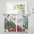 thumbnail image 3 of CUH Xmas Kitchen Valance Christmas Cafe Tier Scarf Slot Top Short Window Curtain Rod Pocket Half Window Drapes Curtain Panel Style-D 2pc-Tier Curtain: W:42''x H:45'', 3 of 6
