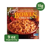 Amy's Frozen Meals, Chili Mac and Cheese Pasta Bowl, Made with Organic Rice Pasta, Tomatoes and Beans, Gluten Free, 9 oz.