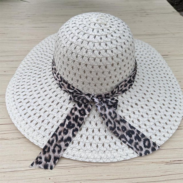 LANFYGOODS Mujeres Sombrero De Playa Sol Hueco Paja Cúpula Grandes Aleros Plegable Lazo Cinta De Ala Ancha Gorra Para El