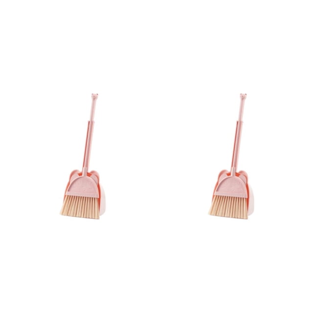 Advancent Escoba de plástico resistente y duradera con recogedor para barrer sin esfuerzo Juego de escoba y recogedor pequeño rosa 2piezas
