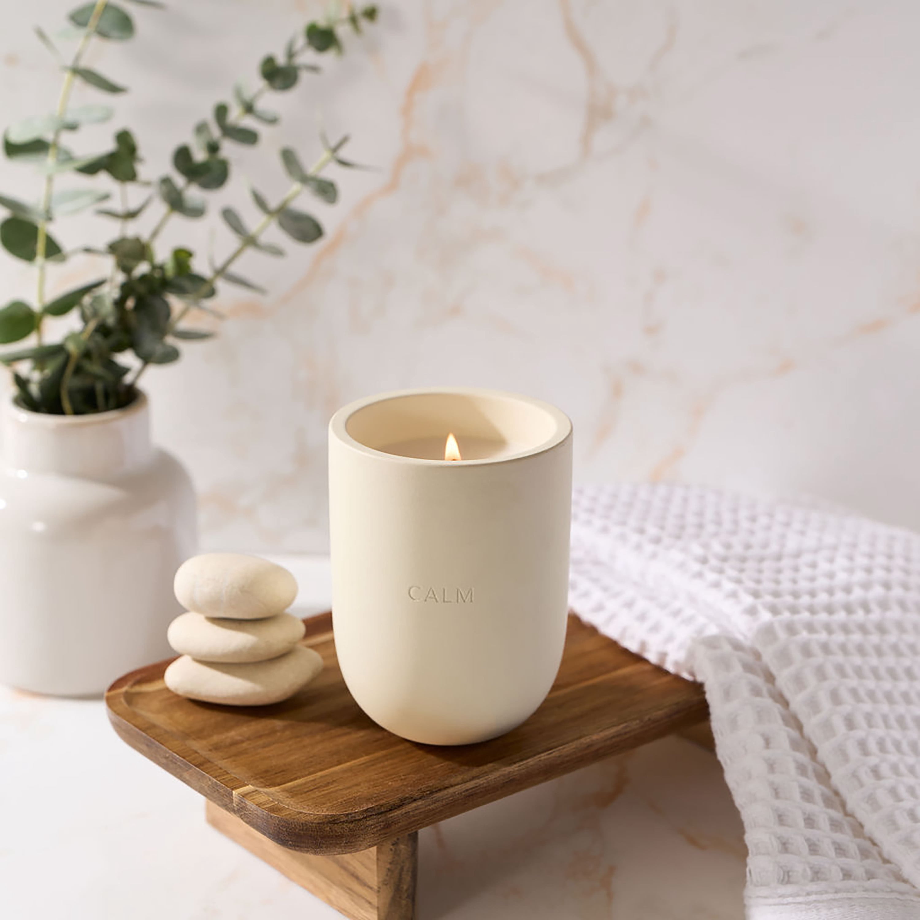 Allswell Calm (Coconut + Citrus + Amber) Scented 1-Wick Ceramic Jar Spa Candle 10oz.