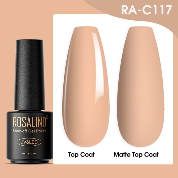ROSALIND 7ML Esmalte en gel para uñas Barnices híbridos Todo para manicura Nails Art Base Top Coat Lámpara UV Vernis Barnices semipermanentes Tan Jianjun unisex