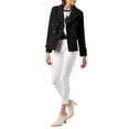 thumbnail image 6 of MODA NOVA Juniors Winter Worsted Notched Lapel Double Breasted Short Peacoat Black XL, 6 of 7