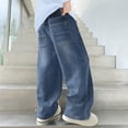 thumbnail image 4 of Boy's Kids Baggy Jeans Elastic Waist Pull on Denim Pants Summer Casual Fashion Straight Wide Leg Jeans Oversized Boyfriend, 4 of 6