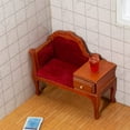 thumbnail image 2 of Holzlrgus 1:12 Miniature Vintage Red Wooden Sofa Armchair with Drawer Cabinet Mini House Furniture Decoration, 2 of 2